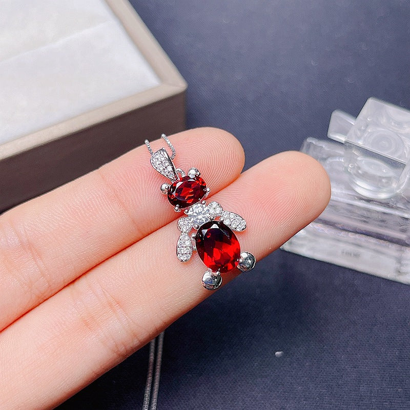 S925 Natural Garnet Pendant for Women