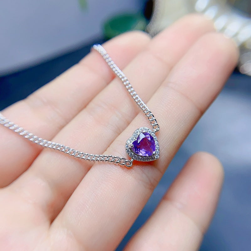 S925 Natural Amethyst Ladies Bracelet 6*6mm