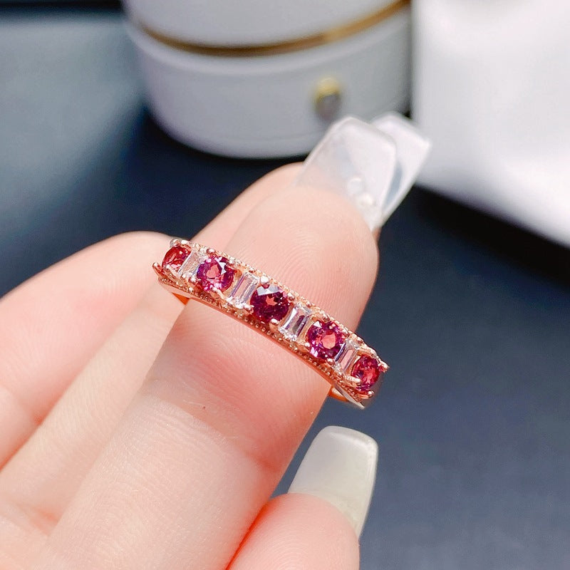 S925 Natural Magnesia Aluminum Garnet Ring