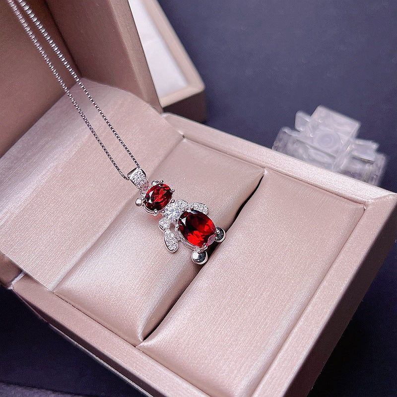 S925 Natural Garnet Pendant for Women