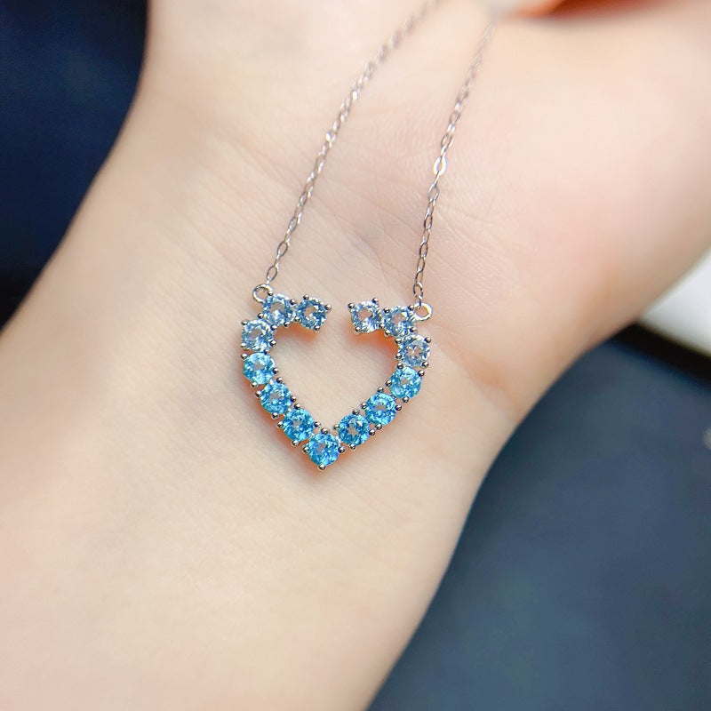 S925 Small Fresh Fashion Natural Topaz Evening Necklace