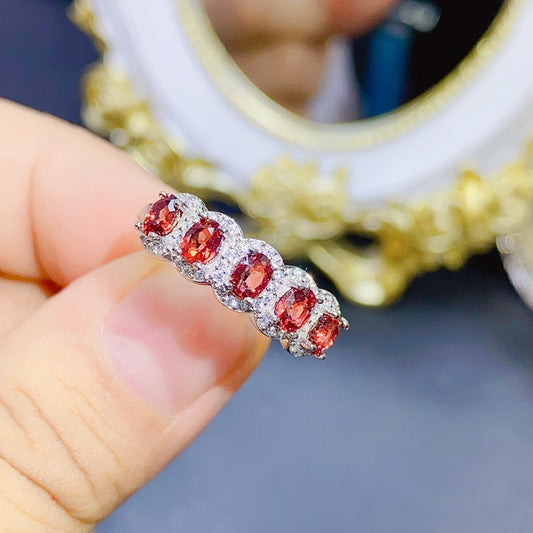 S925 Natural Garnet Women's Ring