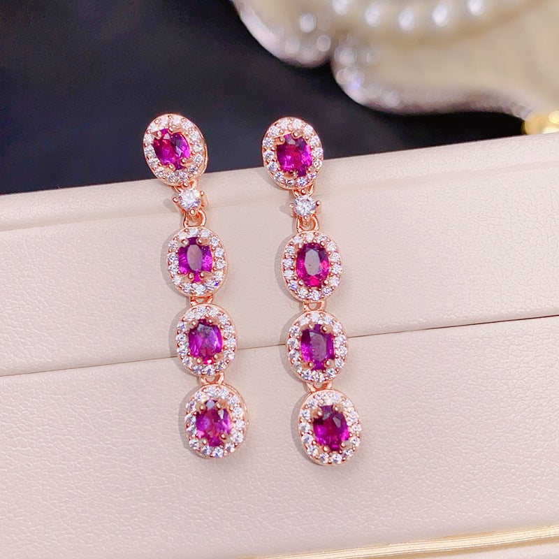 S925 Natural Magnesia Aluminum Garnet Earrings
