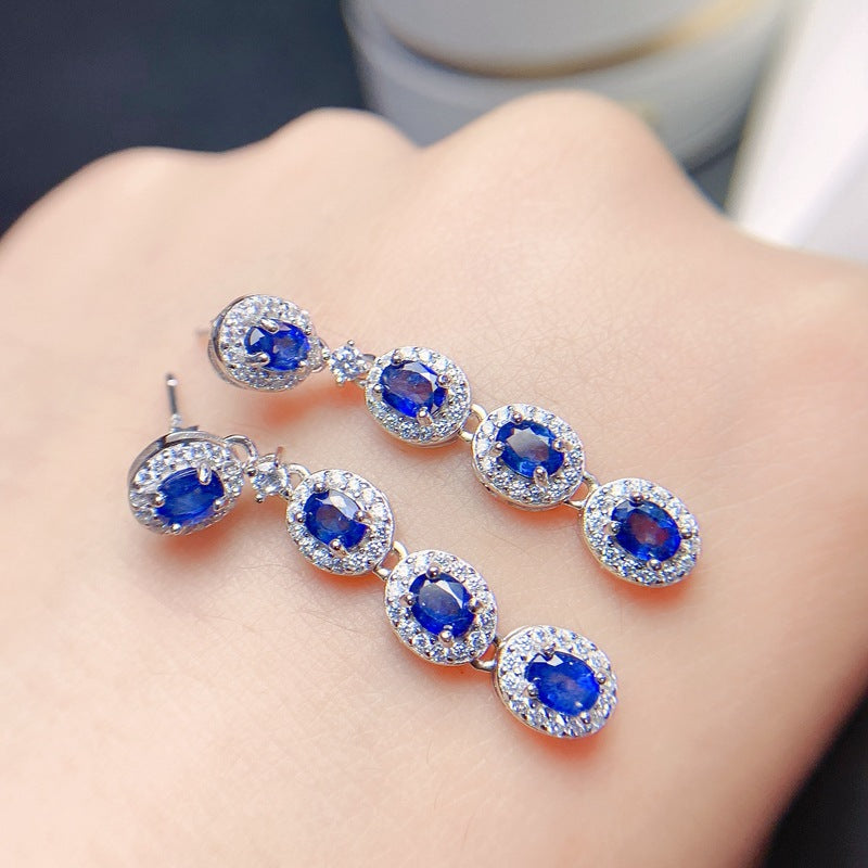 S925 Fashion Delicate Natural Sapphire Earrings