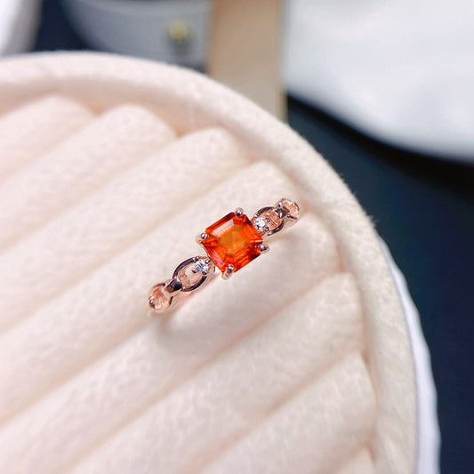S925 Natural Fanta Garnet Ring