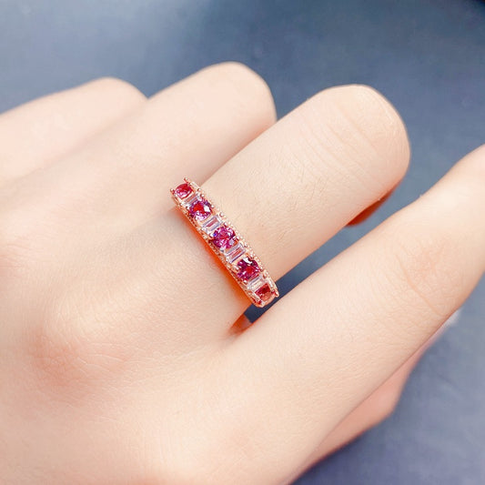 S925 Natural Magnesia Aluminum Garnet Ring
