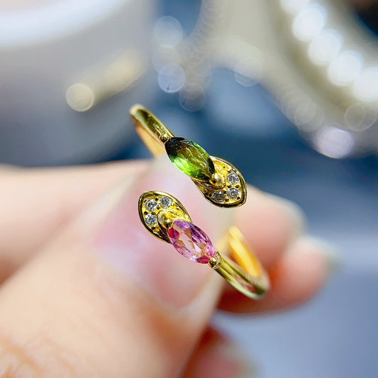 S925 New Simple Fashion Natural Tourmaline Women's Ring