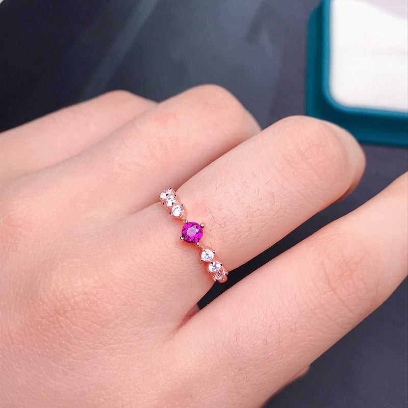 S925 Garnet Adjustable Ring