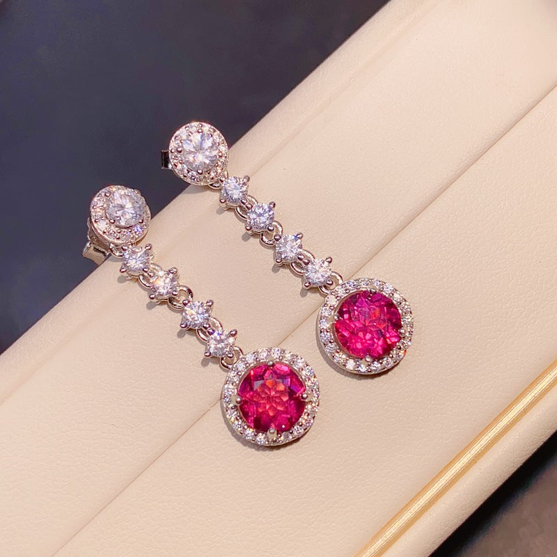 S925 Natural Magnesia Aluminum Garnet Stud Earrings