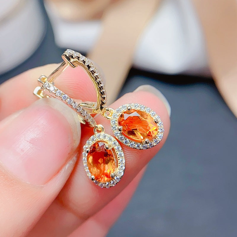 S925 Natural Chanterelles Citrine Stud Earrings