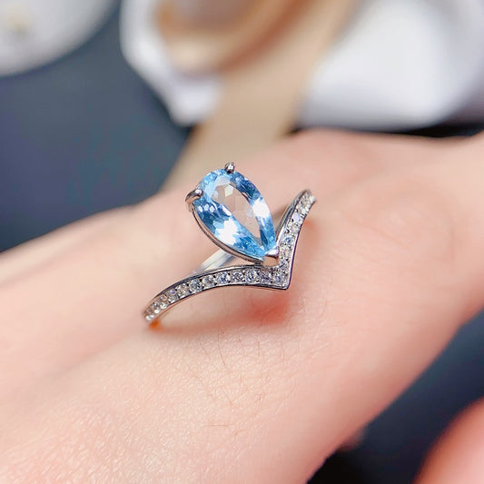S925 Fashion Ring Natural Topaz Ring