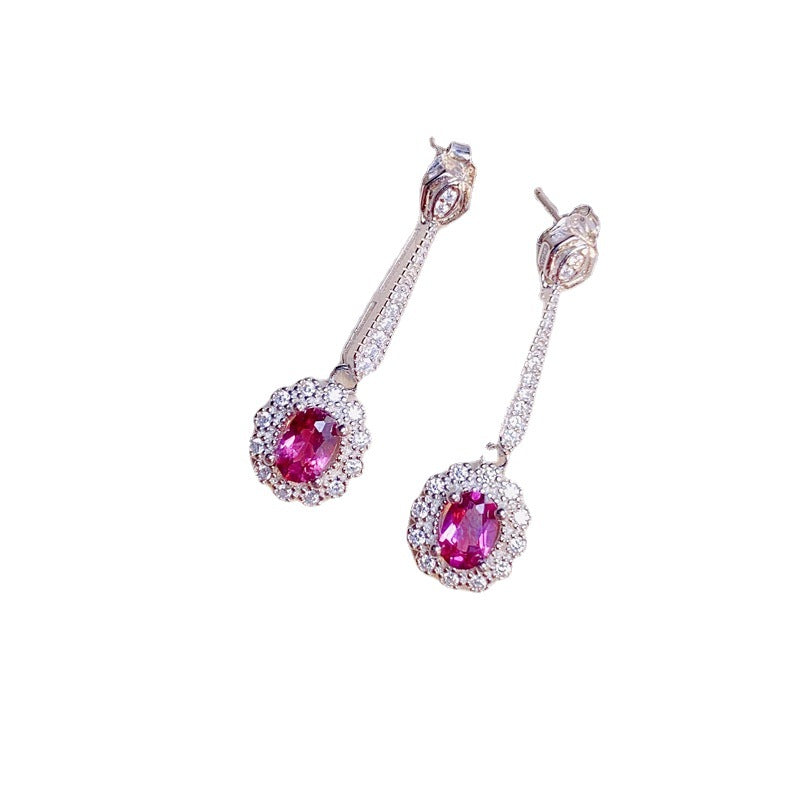 S925 Luxury Natural Pink Topaz Earrings