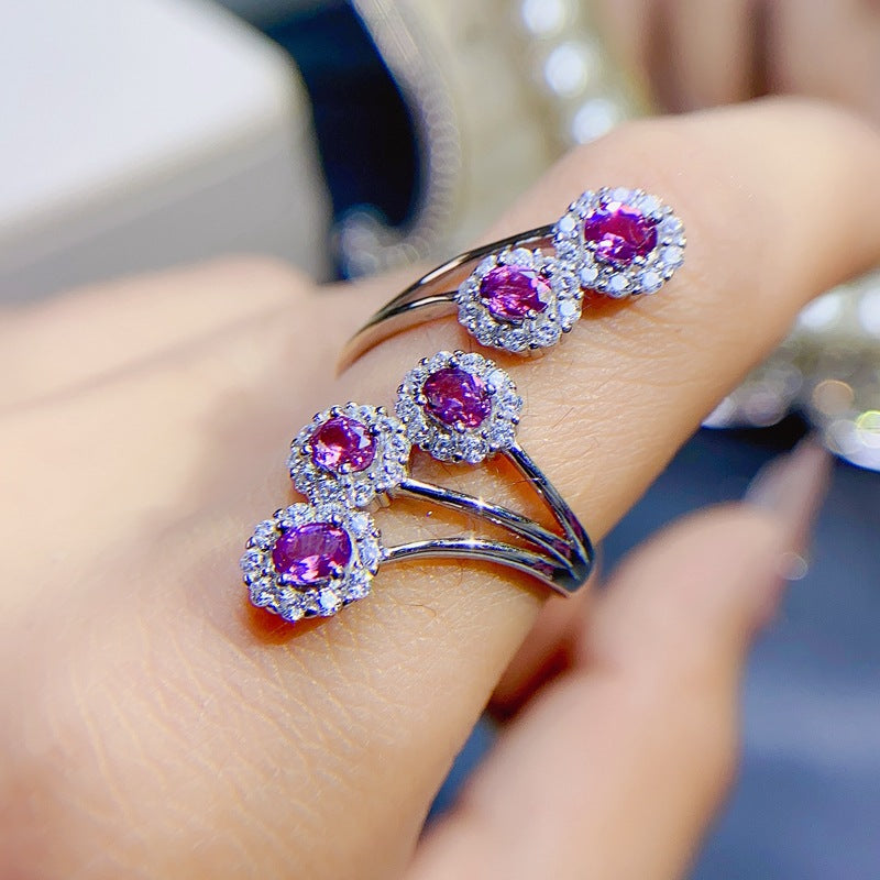 S925 Luxury Natural Magnesia Aluminum Stone Ring Women's Ring