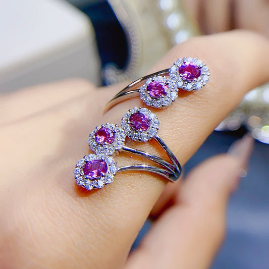 S925 Luxury Natural Magnesia Aluminum Stone Ring Women's Ring