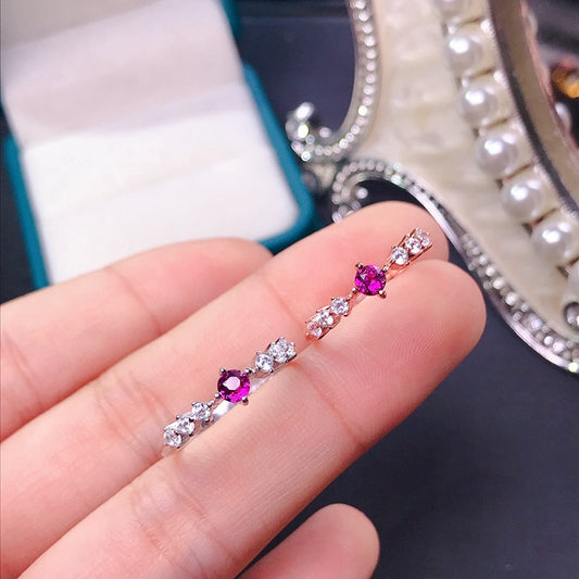 S925 Garnet Adjustable Ring