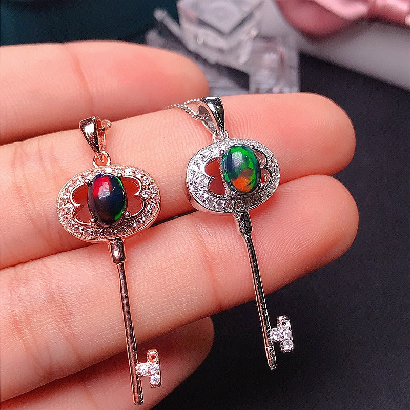 S925 Black Opal Pendant Black Opal Opal Dazzling Opal Pendant