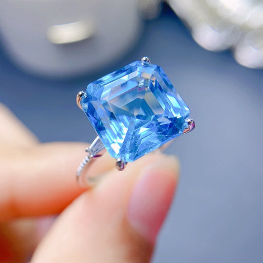 S925 Simple Small Fresh Set Asche Natural Topaz Ring