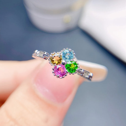 S925 Natural Tourmaline Women's Ring Style Simple