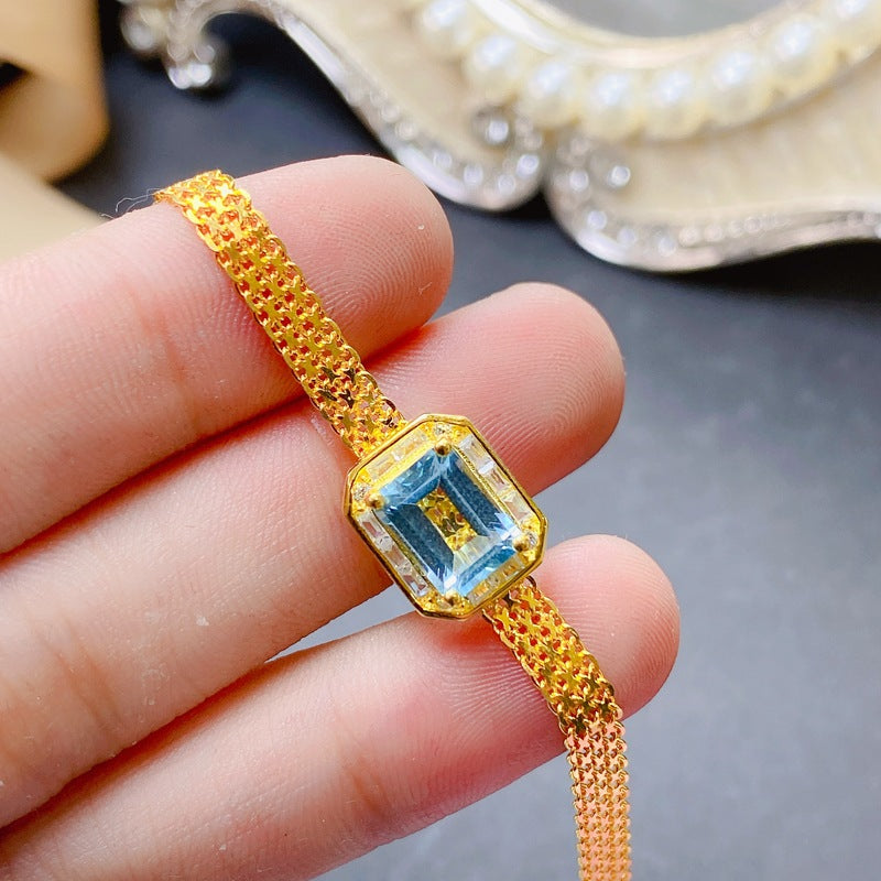 S925 Simple Atmosphere Natural Topaz Bracelet