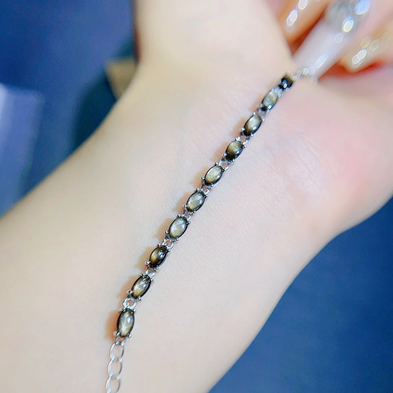 S925 Natural Starlight Sapphire Bracelet