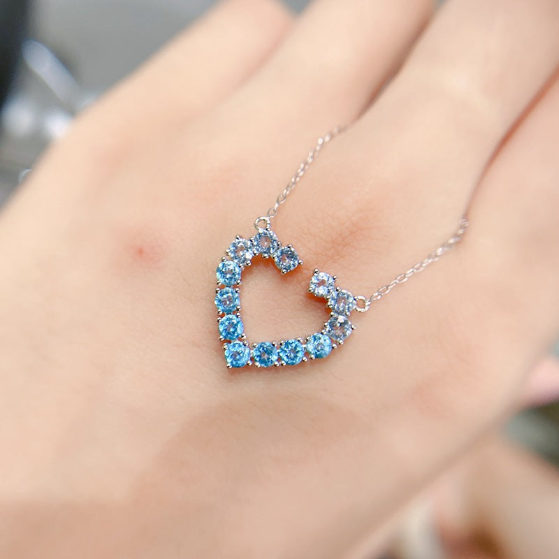 S925 Small Fresh Fashion Natural Topaz Evening Necklace