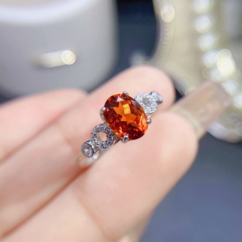 S925 Natural Fanta Garnet Ring