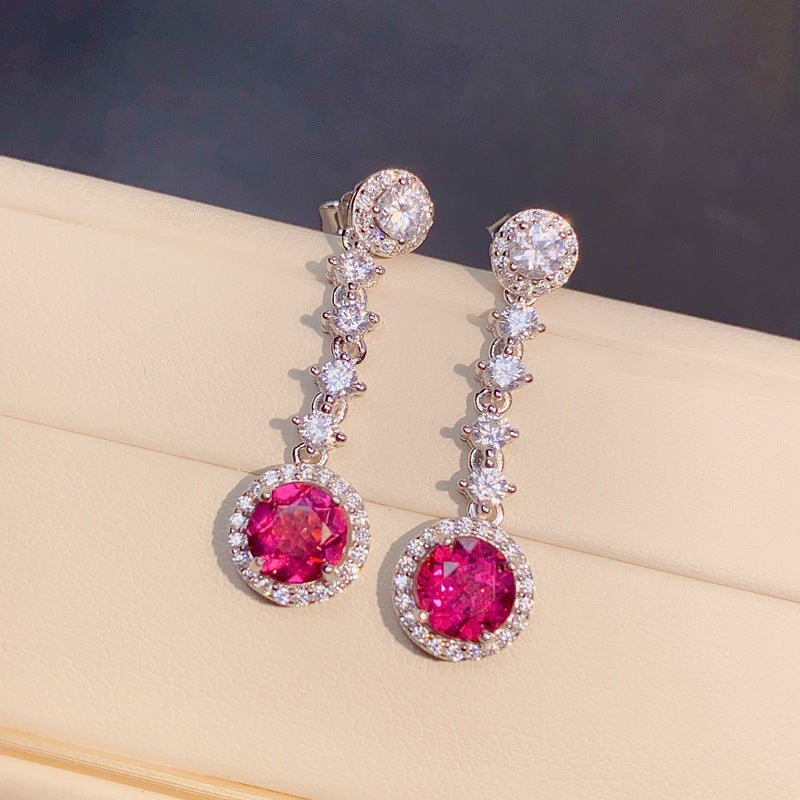 S925 Natural Magnesia Aluminum Garnet Stud Earrings