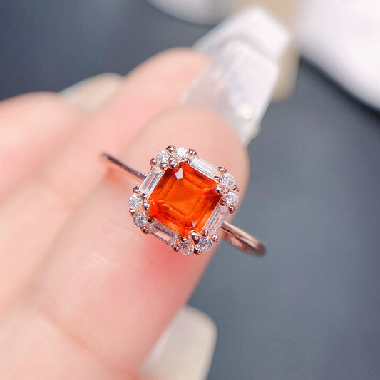 S925 Natural Fanta Garnet Ring