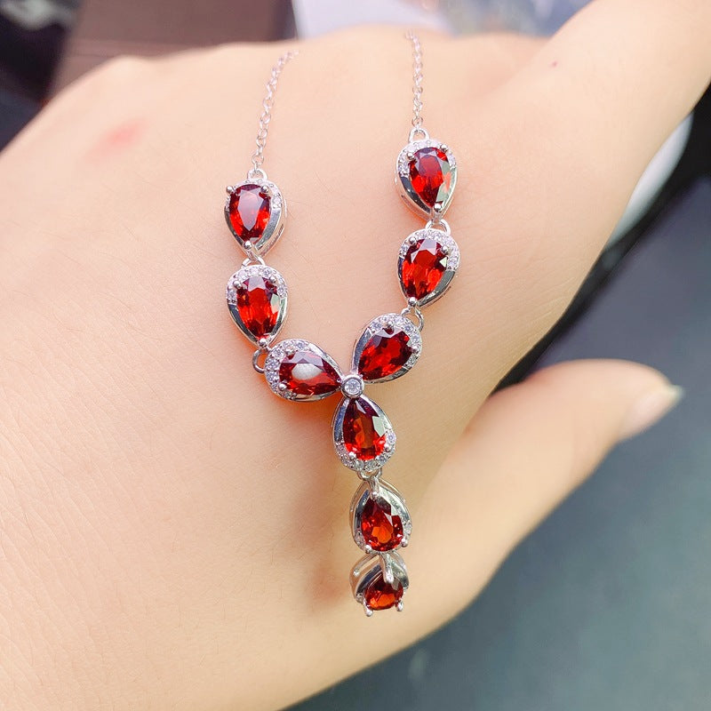 S925 Fashion Natural Garnet Necklace