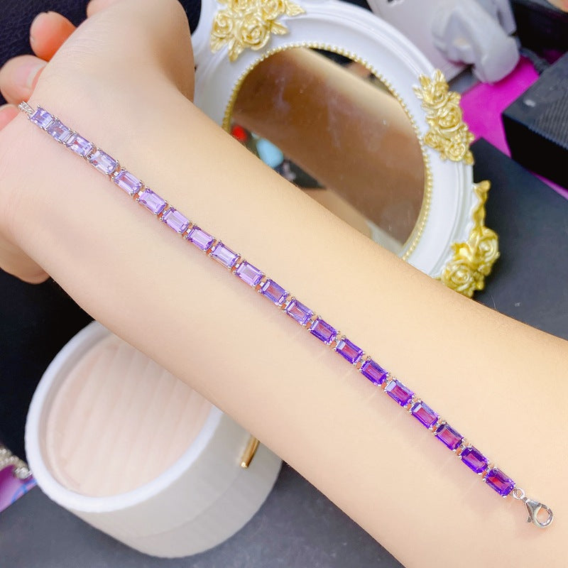S925 Natural Amethyst Bracelet