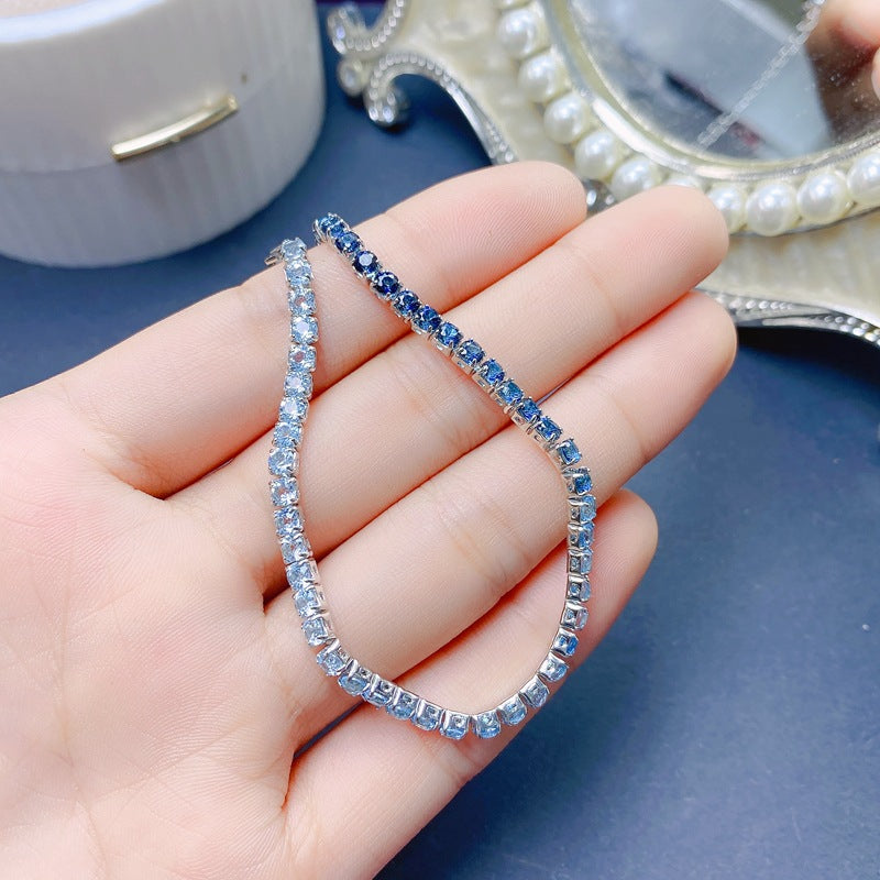 S925 Natural Topaz Bracelet 3*3mm Gradient Ladies Bracelet