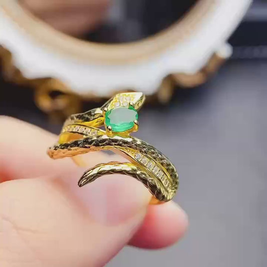 Natural Emerald Ring, Flawless & Vivid Color, 925 Silver Setting