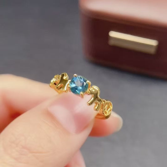Natural Topaz Ring Adjustable Size 5x5mm Fire Flash VVS Clarity 925 Silver Fine Jewelry For Women
