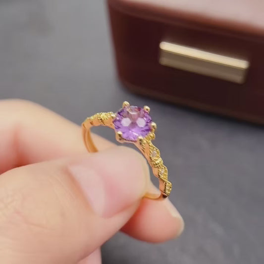 Natural Amethyst Ring, Adjustable, High Quality✨925 Silver, Unique Gift for Her