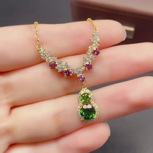 Natural Diopside Necklace 925 Sterling Silver Pendant, 3/4/5mm Green Gemstone Energy Crystal Choker, Dainty Layering Jewelry For Women, Positive Energy Luck Stone Gift