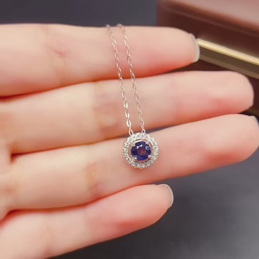 Natural Sapphire Pendant | Princess Cut Square Design Necklace | 5*5mm Genuine Gemstone | 925 Silver Dainty Chain | September Birthstone Gift For Women
