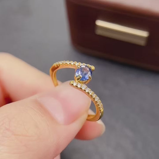 Natural Sapphire Ring, Adjustable, Royal Blue✨925 Silver, Minimalist Gift for Her