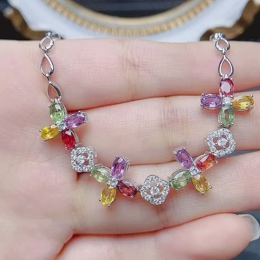 Natural Magnesium Aluminum Garnet Necklace 4x6mm Rose Gold Setting 925 Silver Simple Fashion Pendant For Women