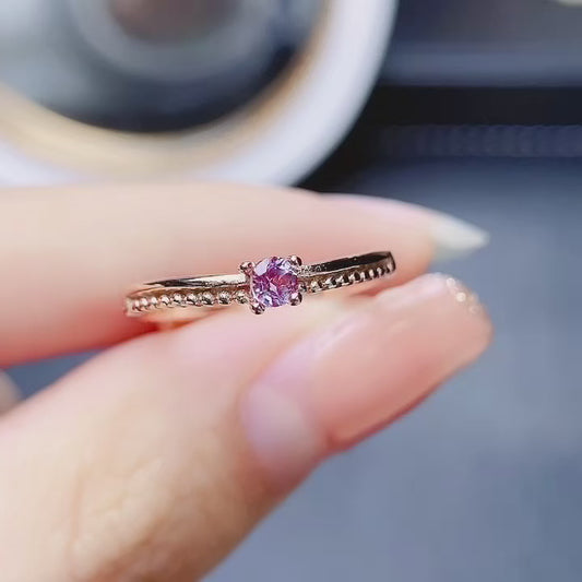 Alexandrite Ring Adjustable 3*3mm💫Simple Fashion S925 Silver Color Change Gem Minimalist Gift