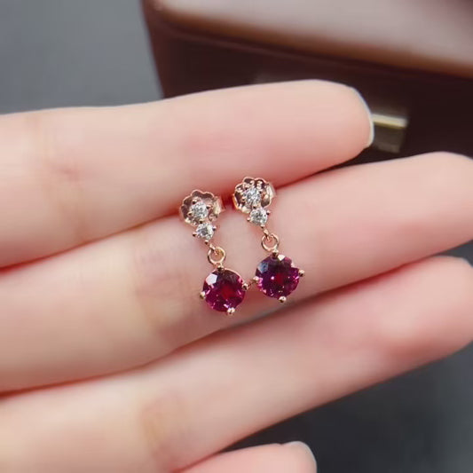 Natural Magnesite Garnet Earrings Ear Drops 5*5mm 2-in-1 High Clarity Full Fire Bright Green S925 Silver Setting Simple Light Luxury Versatile Ins Style Gift