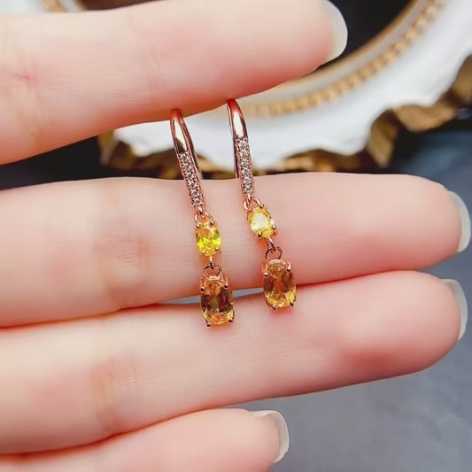 Natural Citrine Earrings Studs & Cuffs Marquise Oval Cut 4x6mm 925 Silver Fashion Design Jewelry For Women