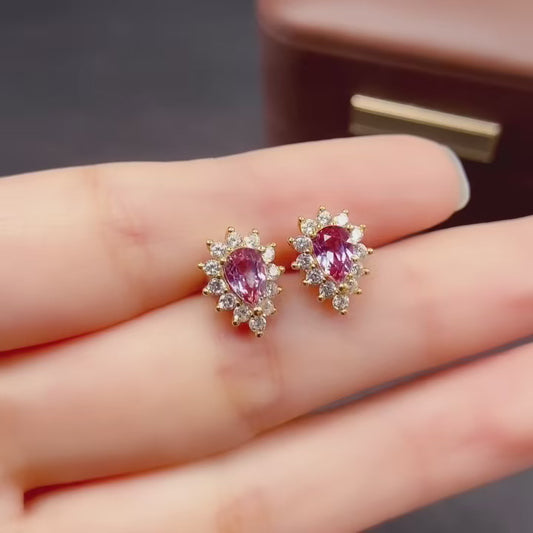 Natural Alexandrite Earrings Teardrop Shape 4x5mm Color Change Fire Flash 925 Silver Fine Jewelry For Women