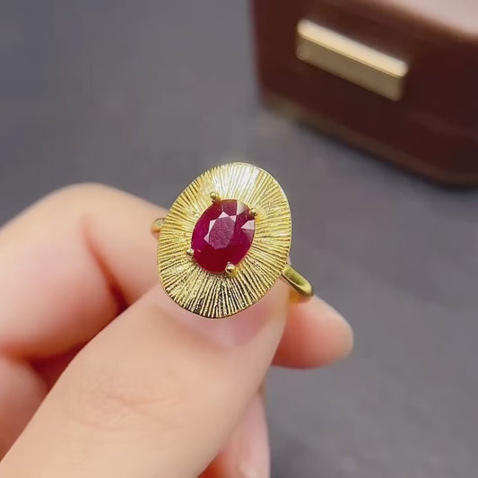 Natural Ruby Ring 925 Sterling Silver, 6x8mm July Birthstone Red Gemstone Crystal Jewelry For Women, Dainty Sparkly Engagement Style Gift