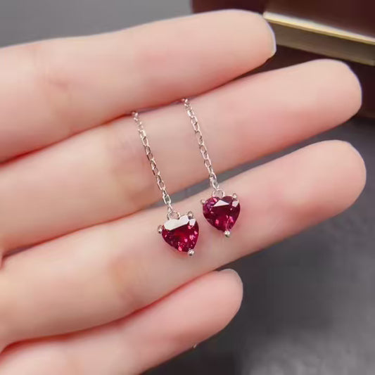 Natural Magnesite Garnet Earrings Ear Drop 6*6mm High Clarity Full Fire Bright Green S925 Silver Setting 2-in-1 Light Luxury Design Versatile Ins Style Gift